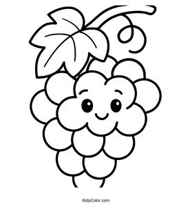 Fun Cartoon Grapes Coloring Page for Kids