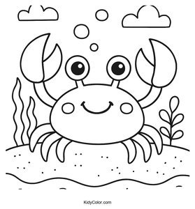 Cartoon Crab Coloring Page for Kids to Print