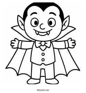 Fun Cartoon Dracula Coloring Page for Halloween Kids