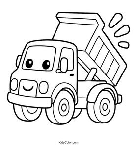 A Cartoon Dump Truck Tipping Its Load