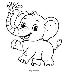 A Cartoon Elephant Spraying Water With Its Trunk