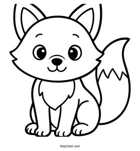 A Cartoon Fox Sitting With A Fluffy Tail
