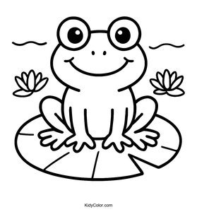 A Cartoon Frog Sitting On A Lily Pad