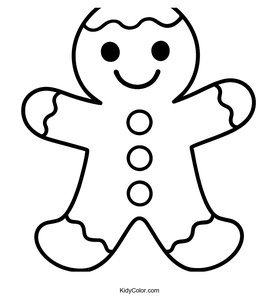 Fun Cartoon Gingerbread Man Coloring Page for Kids