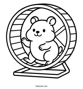 A Cartoon Hamster With Chubby Cheeks In A Wheel