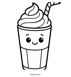 Fun Cartoon Milkshake Coloring Page for Kids