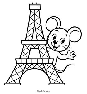 Cute Mouse Peeking from the Eiffel Tower Base