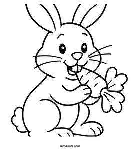 A Cartoon Rabbit Eating A Carrot