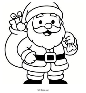Fun Santa Claus with Presents Coloring Page for Kids