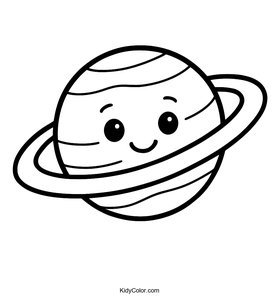 Fun Cartoon Saturn Coloring Page for Kids