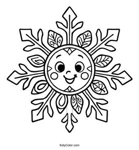 Fun Cartoon Snowflake Coloring Page for Kids