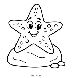 Cartoon Starfish Coloring Page for Kids