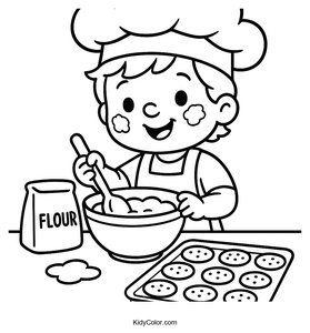 Child Baking Cookies with Flour on Their Face