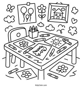 Creative Art Corner Coloring Page for Kids