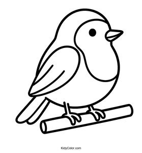A Cute Cartoon Robin Sitting On A Branch