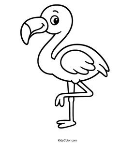 A Friendly Cartoon Flamingo Standing On One Leg