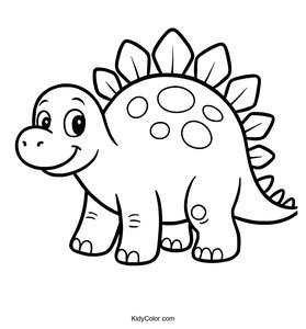Friendly Cartoon Stegosaurus Coloring Page for Kids