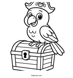 A Friendly Parrot Wearing A Tiny Pirate Hat Perched On A Tr