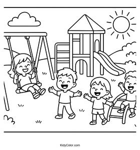 Fun Playground Coloring Page for Kids