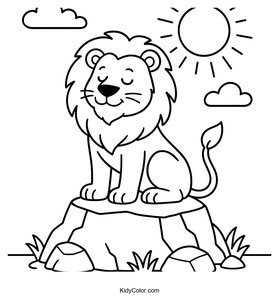 A Proud Lion Sitting Atop A Rock Basking In The Warm Sun