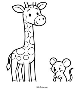 A Tall Giraffe Next To A Small Mouse Highlighting Their Siz