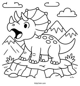 Brave Triceratops Roaring on a Rocky Hilltop