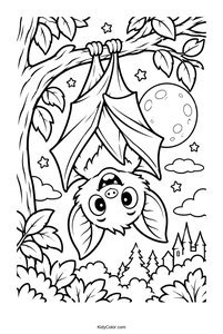 Adorable Bat Hanging Under the Moon
