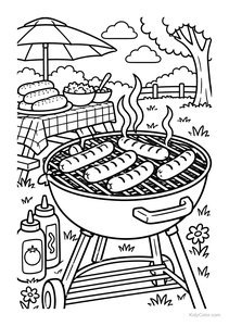 Backyard Barbecue with Grilling Sausages