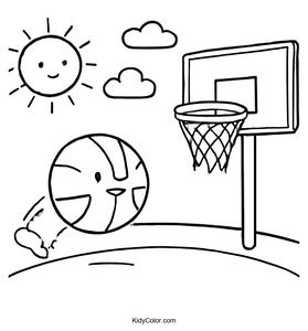 Basketball Bouncing Toward a Hoop