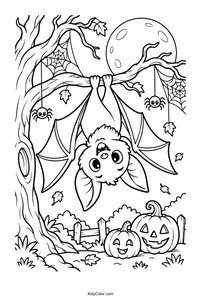 Bat Hanging Upside Down on Halloween