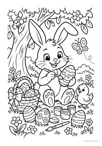 Bunny Painting Easter Eggs