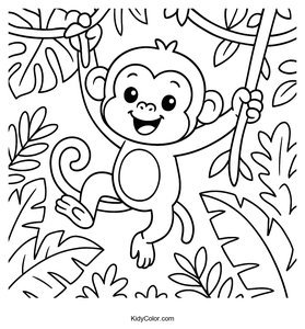 Cheeky Monkey Swinging From Vines In A Lush Jungle Canopy
