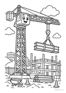 Cheerful Crane at a Construction Site