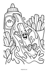 Cheerful Fry Sliding on Ketchup