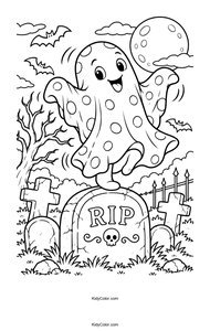 Cheerful Ghost Dancing in a Graveyard