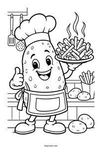 Cheerful Potato Chef With Fries