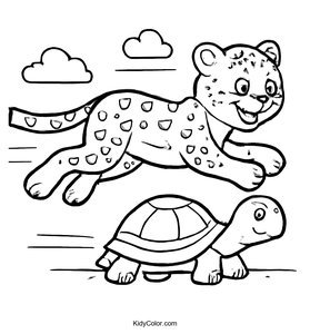 Cheetah Racing Past a Tortoise
