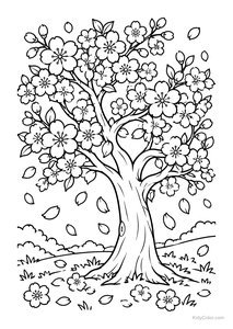 Cherry Blossom Tree with Falling Petals