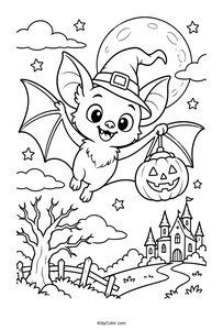 Chibi Bat’s Moonlit Pumpkin Flight