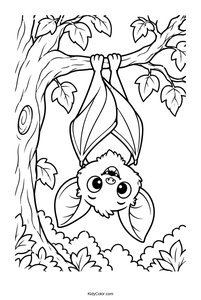 Cute Bat Hanging from a Tree