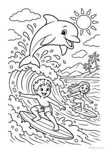 Dolphin and Kids Surfing Adventure