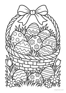 Easter Basket with Eggs and Flowers