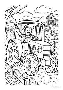 Farmer Waving from a Tractor