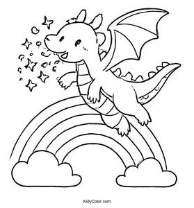 Friendly Dragon Above a Rainbow