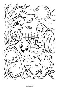 Friendly Ghosts Playing in a Graveyard