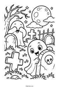 Ghosts Playing in a Moonlit Graveyard
