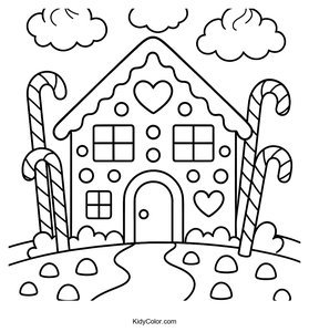 Giant Gingerbread House Coloring Page for Kids