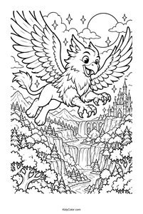 Griffin Soaring over a Valley
