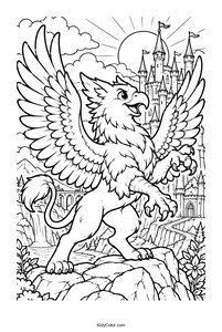 Griffin Standing Proud Before a Castle