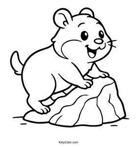 Hamster Climbing A Small Rock Tail Up Excited About The Ad